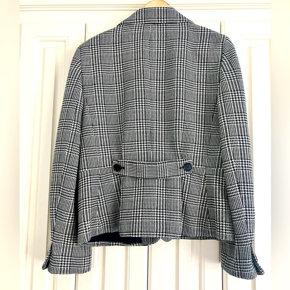 Ann Taylor Black White Houndstooth Plaid Blazer Size 4 - Picture 2 of 7